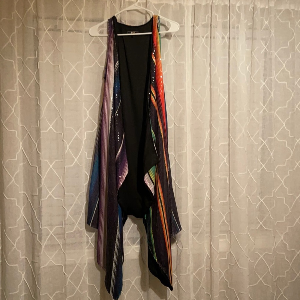 Long Multicolored Sequin Serape Duster/Kimono/Flyaway